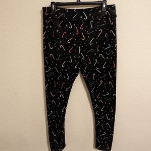 Women's Large Serra Candy Cane Patterned Holiday Leggings